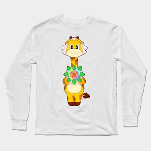 Giraffe Bride Flowers Wedding Long Sleeve T-Shirt